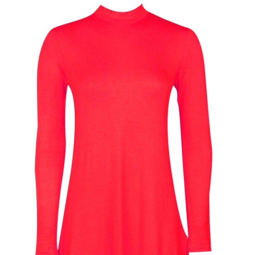HIGH NECK LONG SLEEVED SWING DRESS